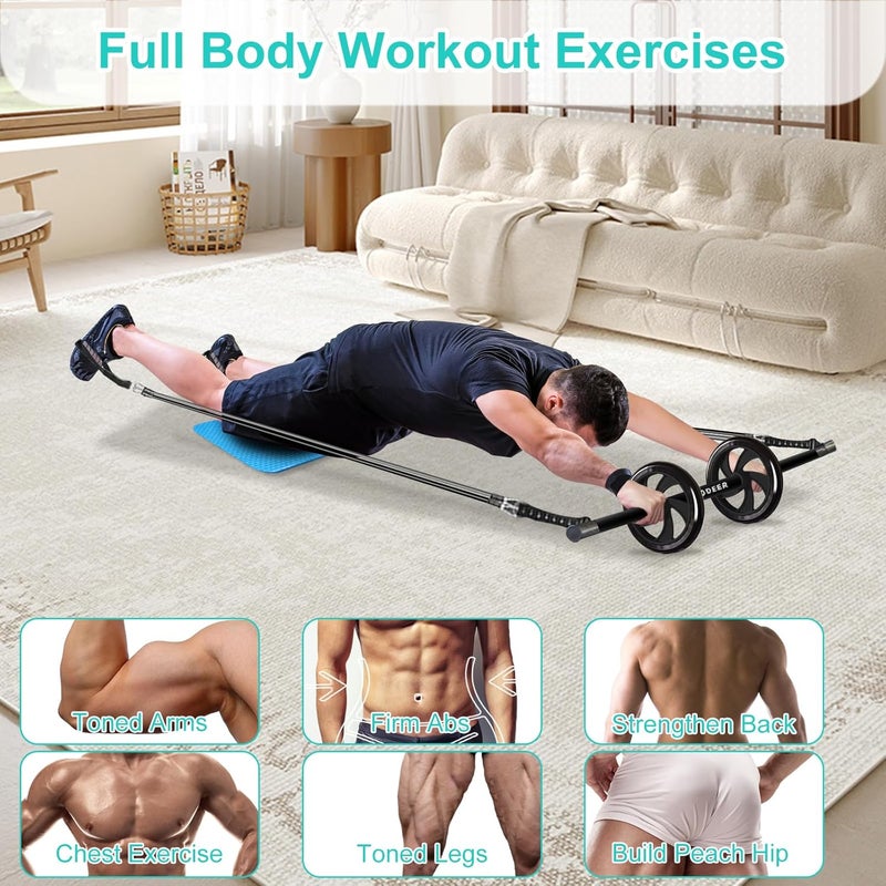 Olodeer Pilates Bar Kit with Resistance Bands for Working Out, Pilates Equipment with Ab Roller for All Fitness Levels, Portable Home Gym Full Body Workout Equipment for Women&Men - Image 5